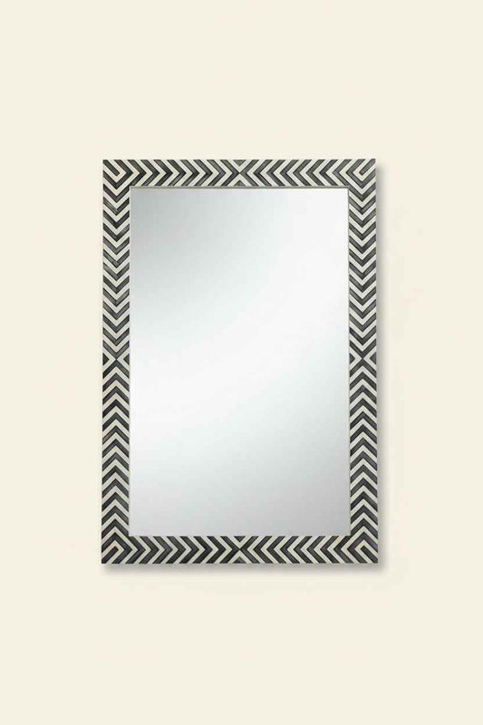 Decorative Bone Inlay Mirror Frame Artisan Handcrafted Wall Mirror for Elegant Home Décor Stylish Bohemian & Vintage Accent for Bedroom, Living Room, Entryway or Frame with Intricate Floral Design