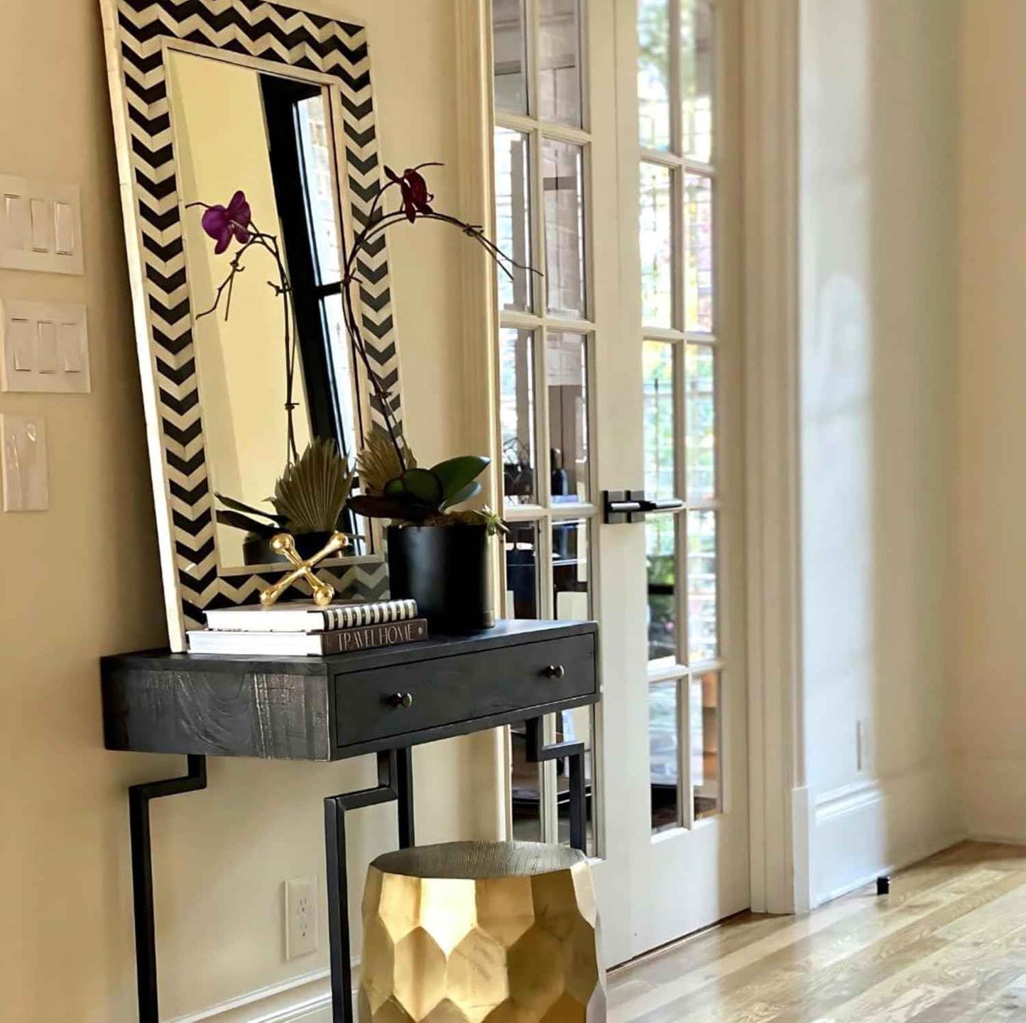 Bone Inlay Mirror Frame Handcrafted Decorative Wall Mirror Frame for Bedroom, Living Room or Entryway Elegant Bohemian Home Décor Accent