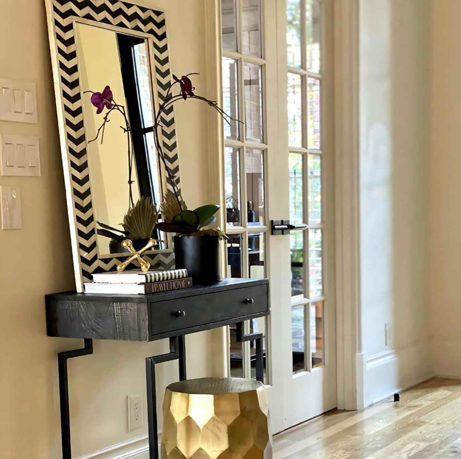 Bone Inlay Mirror Frame Handcrafted Decorative Wall Mirror Frame for Bedroom, Living Room or Entryway Elegant Bohemian Home Décor Accent