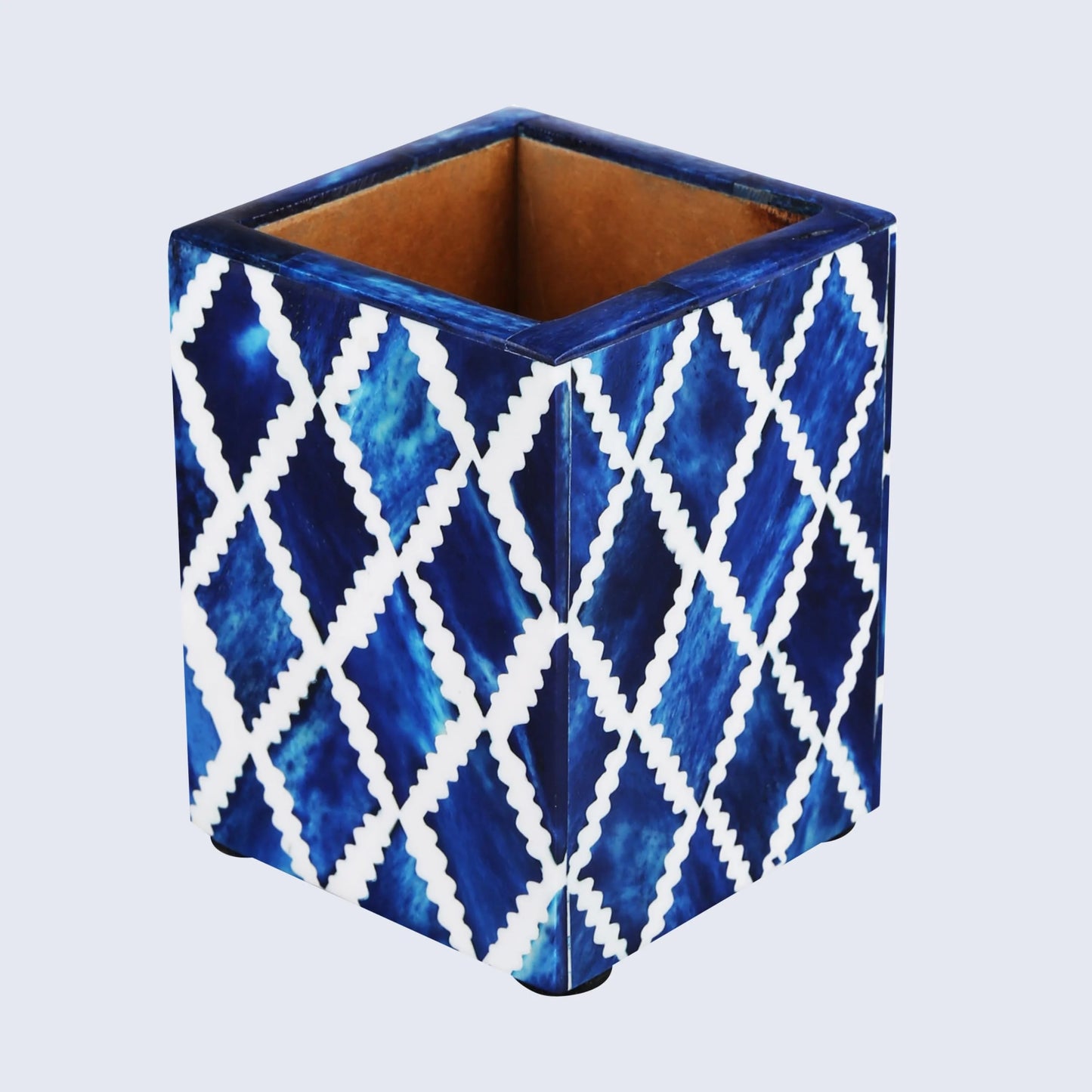 Handmade Bone Inlay Moroccan Diamond Pattern Pen & Pencil Holder Caddy Desk Cup, Penholder for Desk Pen Holder Unique Pencil Holder for Desk Modern