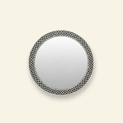 Handcrafted Bone Inlay Mirror Frame Elegant Fishscale Design Wall Mirror Artisan Made Accent for Bedroom, Living Room or Entryway Décor