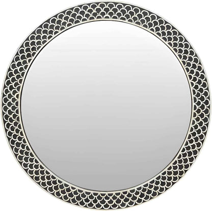 Handcrafted Bone Inlay Mirror Frame Elegant Fishscale Design Wall Mirror Artisan Made Accent for Bedroom, Living Room or Entryway Décor