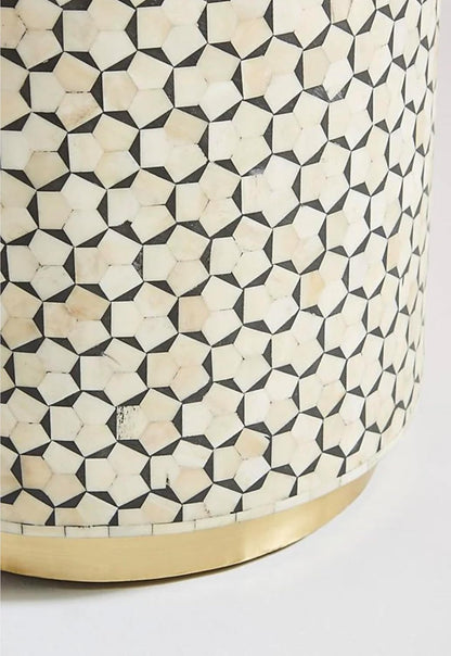 Bone Inlay End Table Handcrafted Floral Design Accent Table Indian Artisan Side Table for Living Room, Bedroom or Entryway Boho Chic and Decorative Home Furniture - Hansa Handicraft