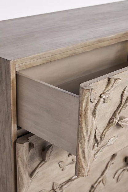 Hand carved Ornithology Three-Drawer Dresser | Modern dresser Chest of 3 drawers