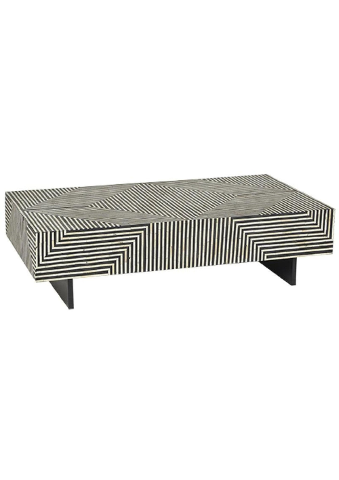 Bone Inlay Wooden Modern MonoChrome  Pattern Coffee Table Furniture.