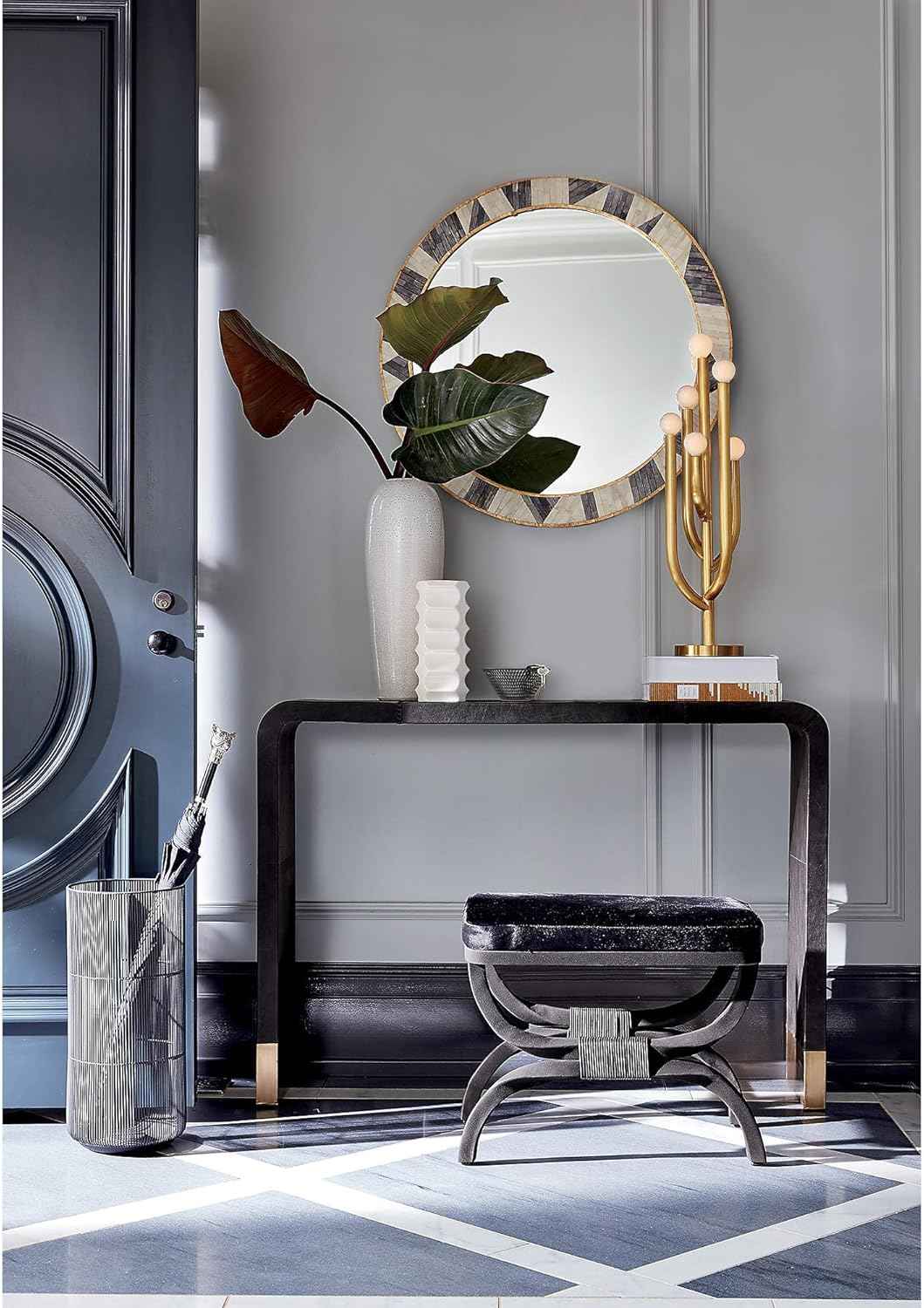 Bone Inlay Mirror Frame Handcrafted Decorative Wooden Frame with Intricate Bone Inlay Pattern for Elegant Home, Living Room, Bedroom and Bathroom Wall Décor