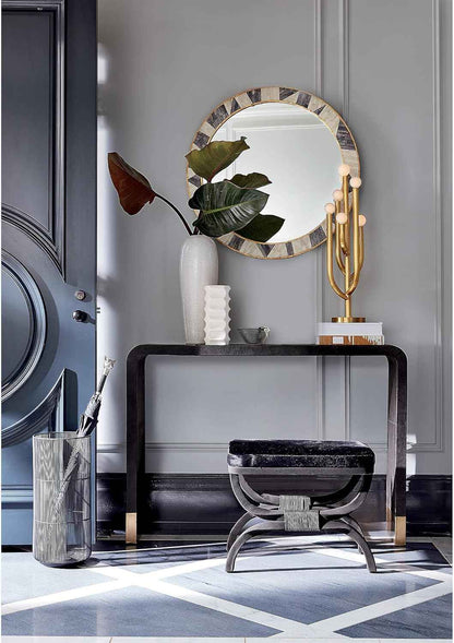 Bone Inlay Mirror Frame Handcrafted Decorative Wooden Frame with Intricate Bone Inlay Pattern for Elegant Home, Living Room, Bedroom and Bathroom Wall Décor