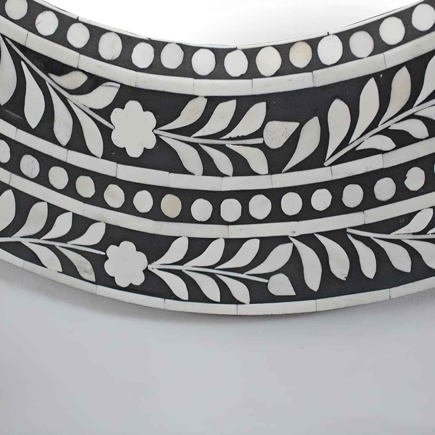 Handcrafted Bone Inlay Mirror Frame Decorative Wall Mirror with Intricate Floral Design Artisan-Made Accent Piece for Living Room, Bedroom Home Décor