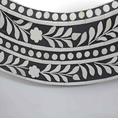 Handcrafted Bone Inlay Mirror Frame Decorative Wall Mirror with Intricate Floral Design Artisan-Made Accent Piece for Living Room, Bedroom Home Décor