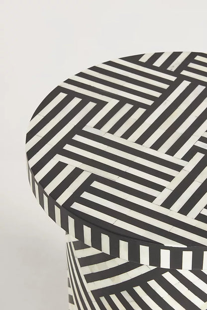 Bone Inlay Side Table| Optical Inlay Side Table