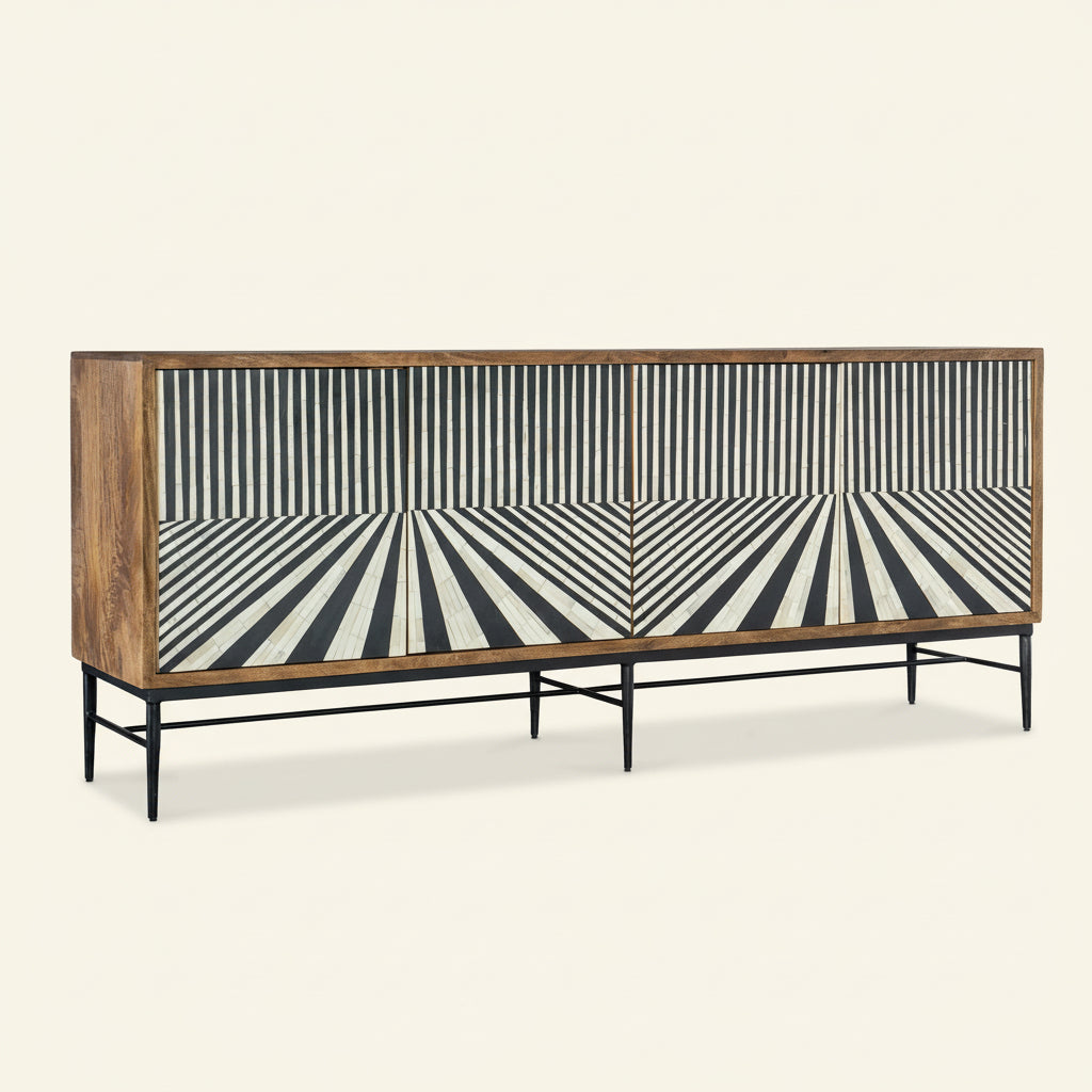 Commerce And Market - Linear Perspective Credenza - Light Brown