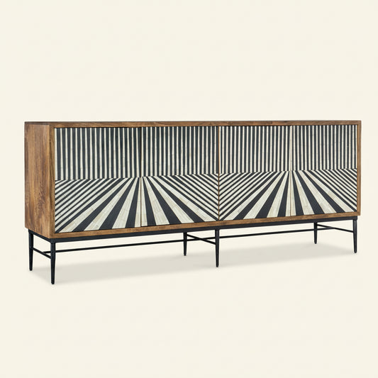 Commerce And Market - Linear Perspective Credenza - Light Brown