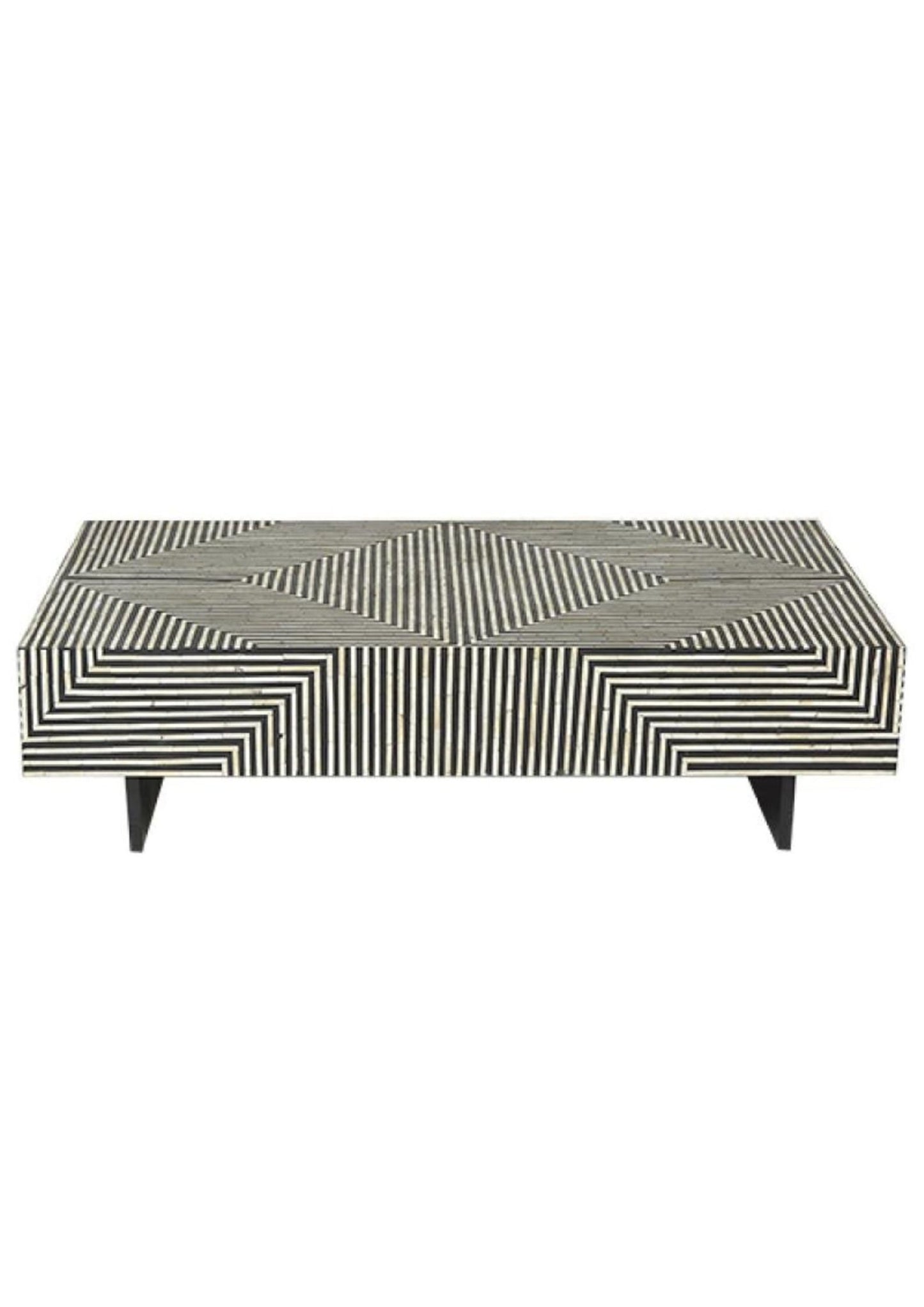 Bone Inlay Wooden Modern MonoChrome  Pattern Coffee Table Furniture.