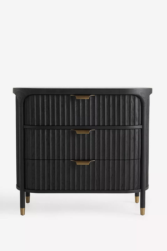 This is a stylish three-drawer dresser with a mid-century modern aesthetic - hansa handicraft