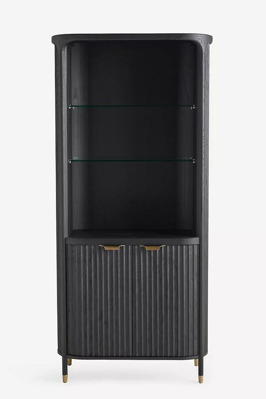 The Isla Fluted Hutch by Hansa Handicraft is an elegant storage and display unit featuring:- hansa handicraft