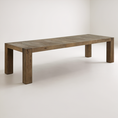 Wooden dining table on a white background