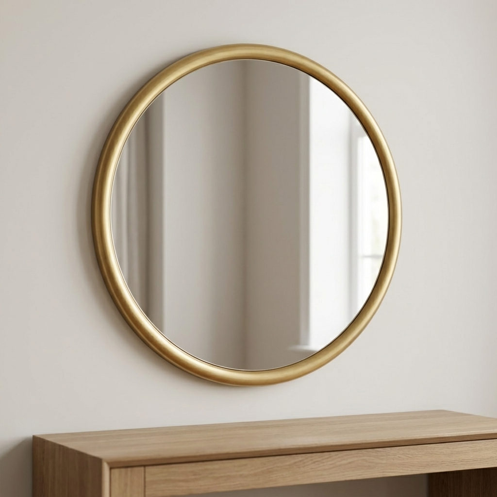 ATKINSON MODERN BRASS ROUND MIRROR