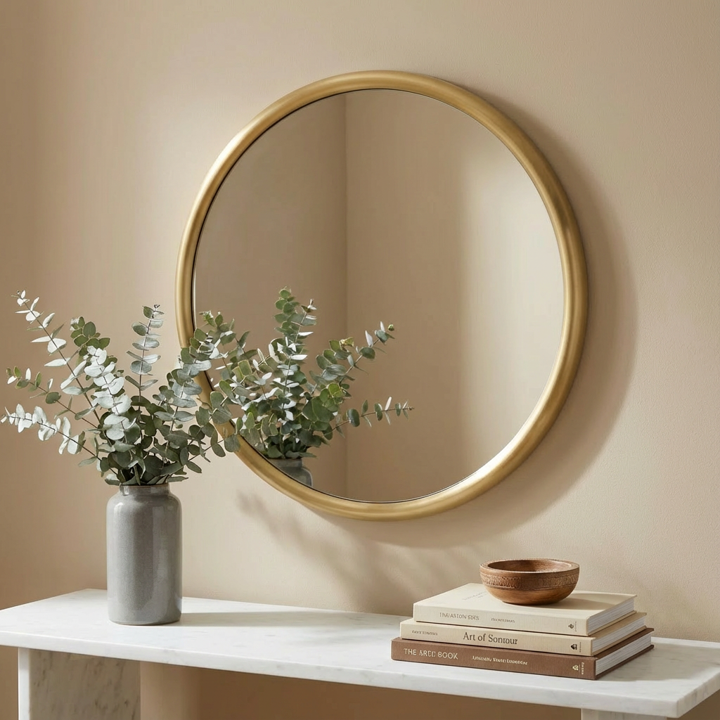 ATKINSON MODERN BRASS ROUND MIRROR