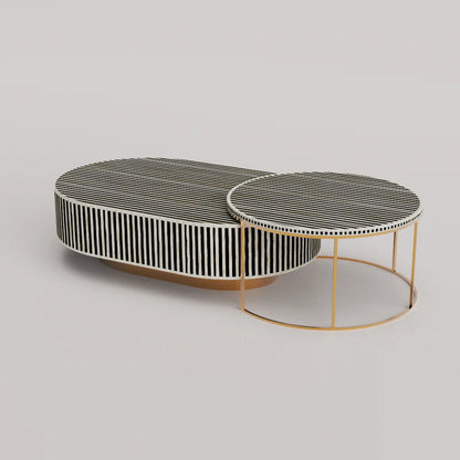 Jordan Waterfall Nesting Coffee Table – Bone Inlay Handcrafted Set by Hansa Handicrafts