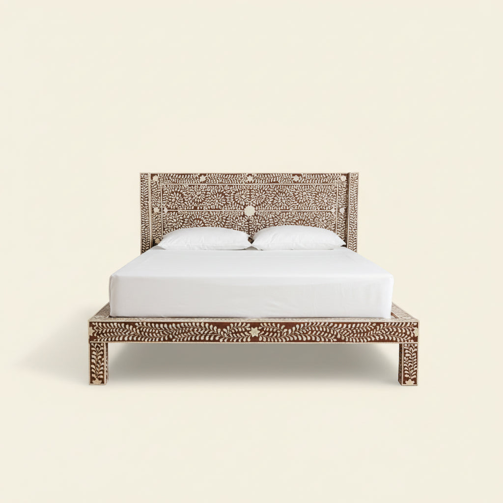 Exquisite Bone Inlay Bed Frame by Hansa Handicrafts - Hansa Handicraft