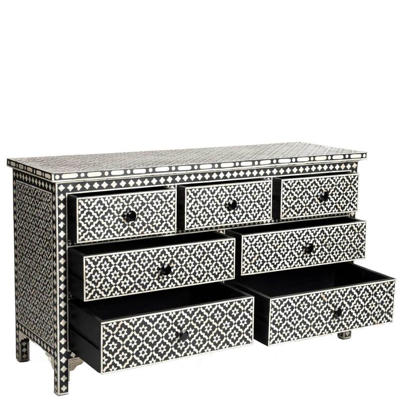 Bone Inlay Arctic Chest Of 7 Drawers by Hansa Handicraft