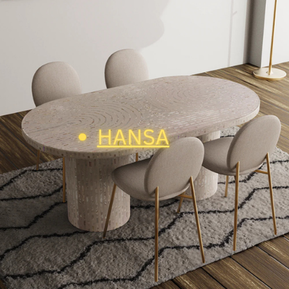 Mother of Pearl Inlay Dining Table – White - Hansa Handicrafts