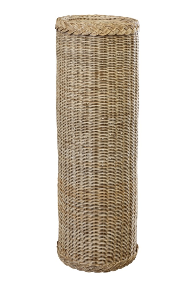 Wicker Braided Column Pedestal and Urn