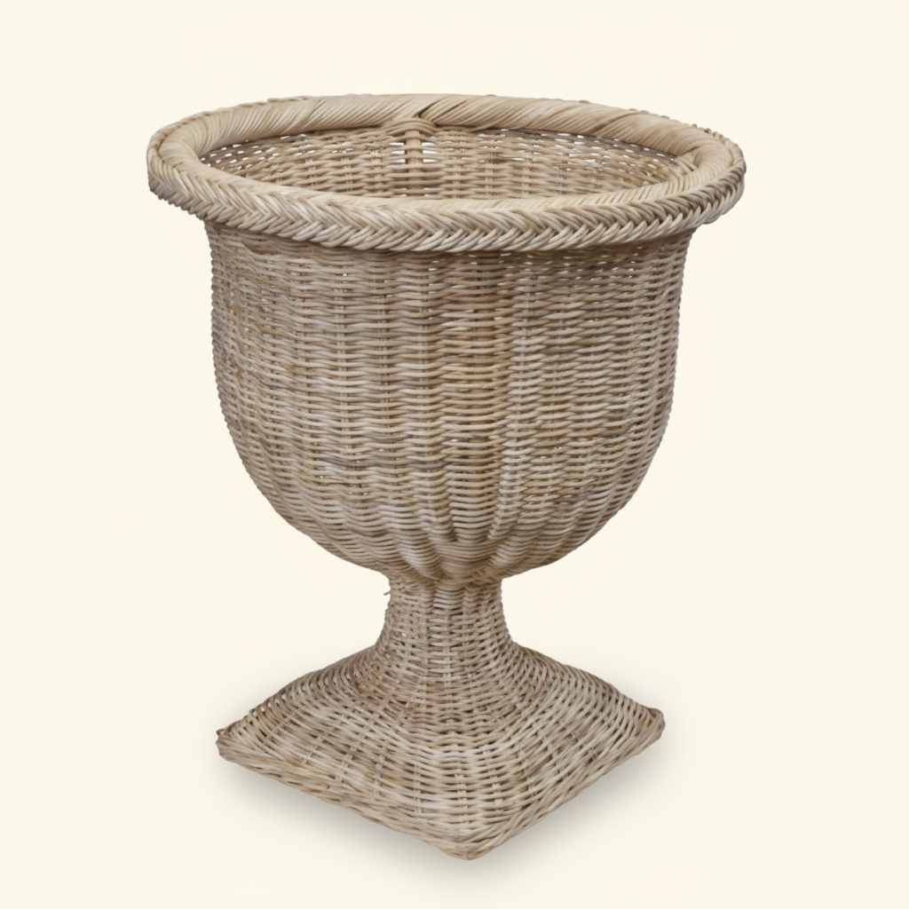 Wicker Braided Column Base Urn
