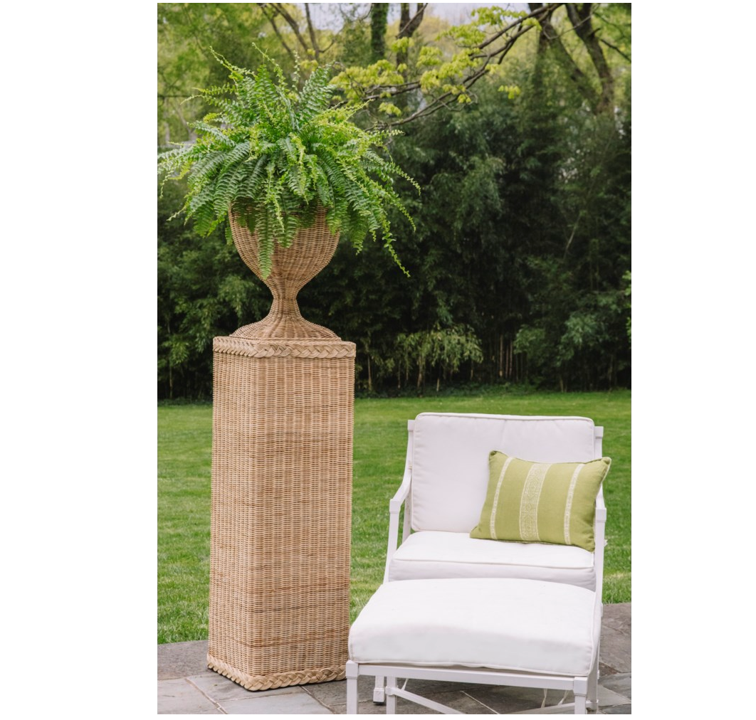 Wicker Braided Square Pedestal and Urn