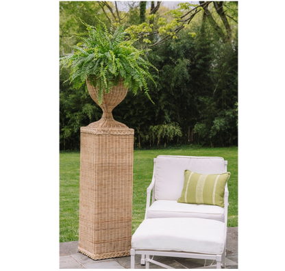 Wicker Braided Square Pedestal and Urn
