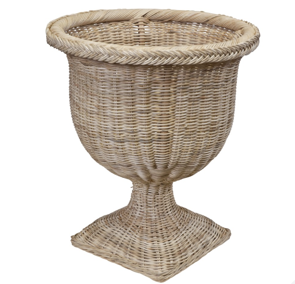 Wicker Braided Square Pedestal and Urn