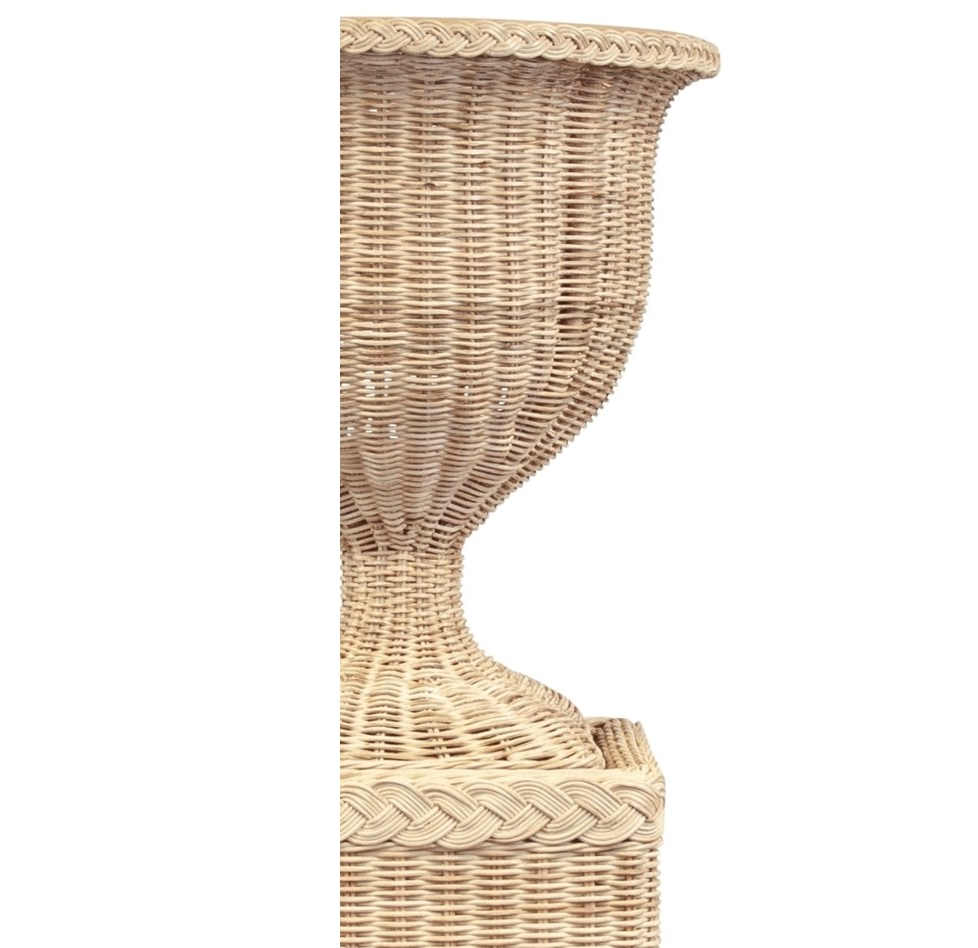 Wicker Braided Square Pedestal and Urn