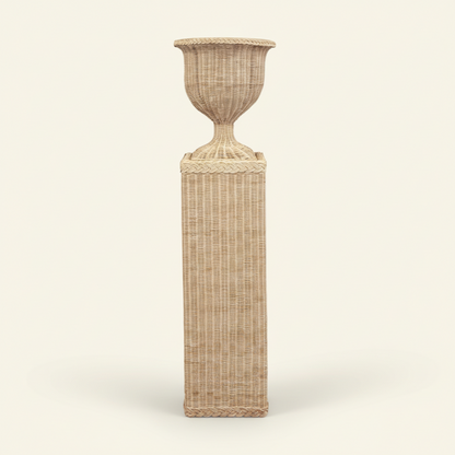 Wicker Braided Square Pedestal and Urn