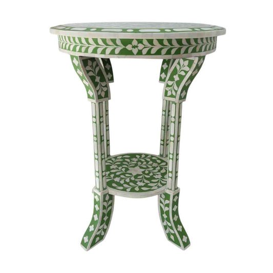 Bright Green Bone Inlay Side Table
