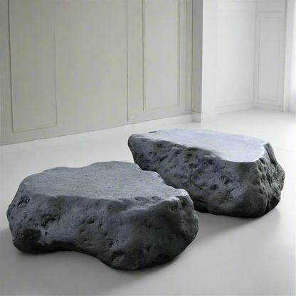 CAST STONE BOULDER INDOOR-OUTDOOR COFFEE TABLE: CHARCOAL