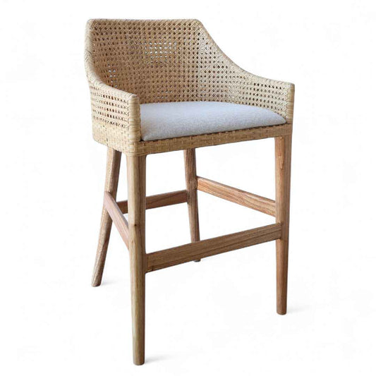 Classic Weave Natural Rattan Bar Stool