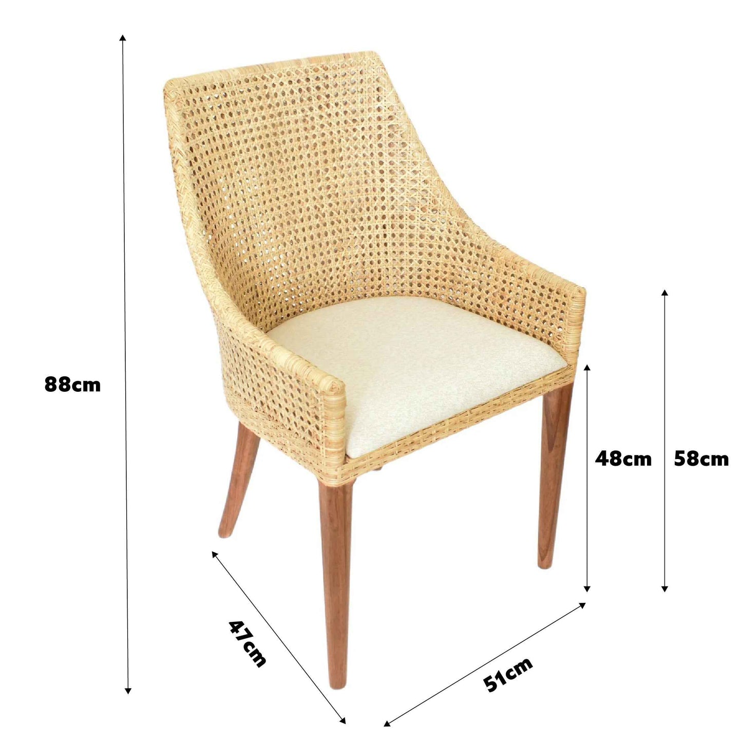 Classic Weave Natural Rattan Dining Chair