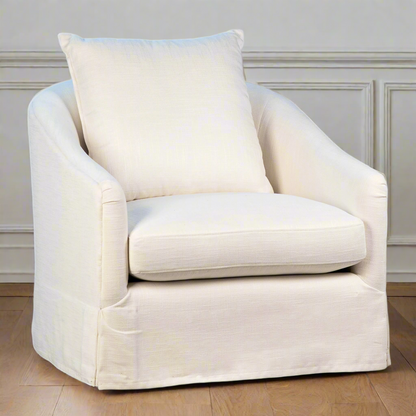LARA PERFORMANCE LINEN SLIPCOVER SWIVEL CHAIR