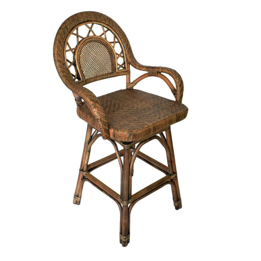 Lola Dark Rattan Swivel Bar Stool