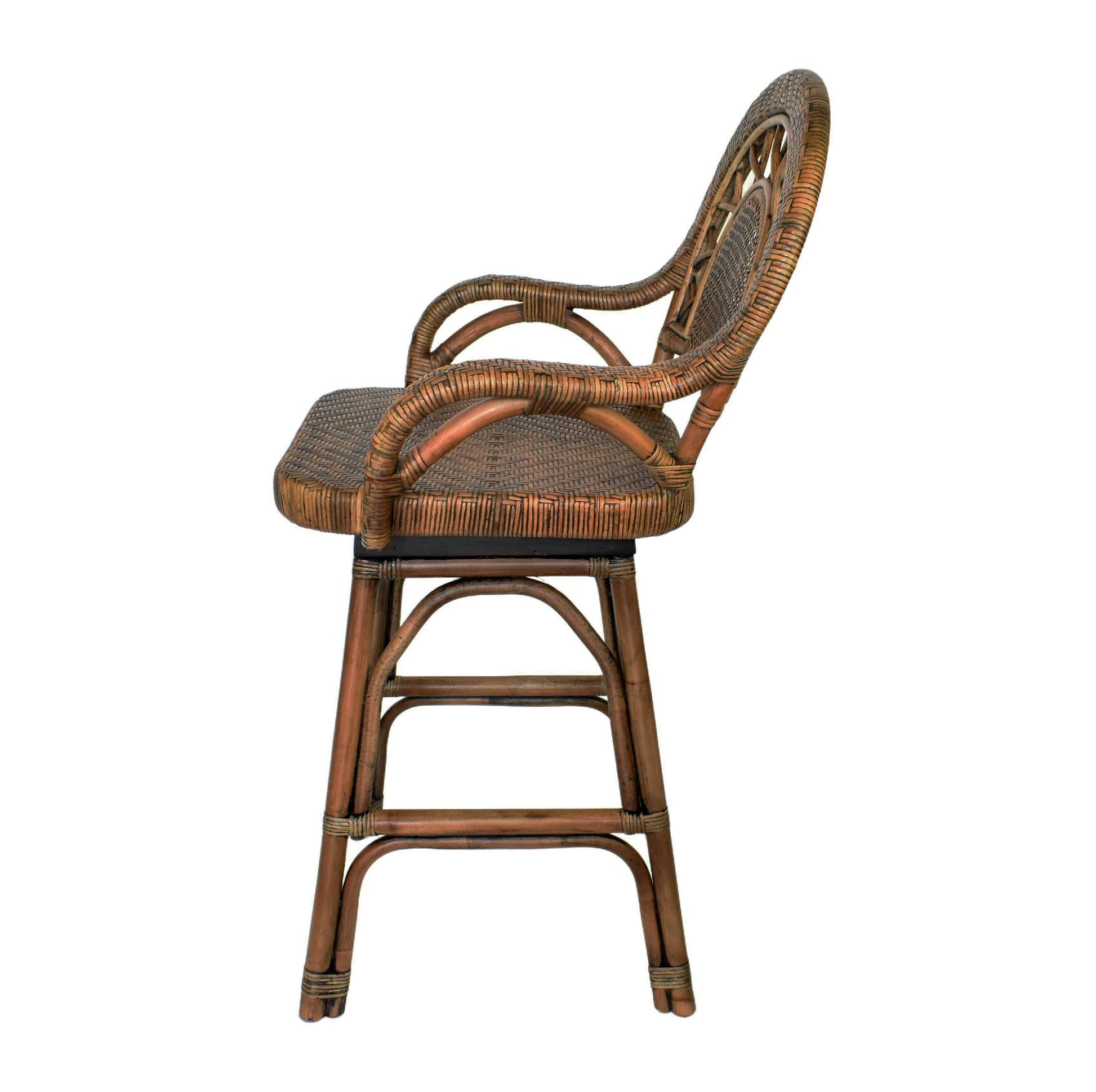 Lola Dark Rattan Swivel Bar Stool