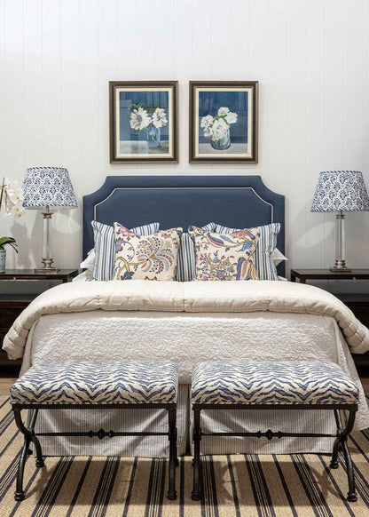 Darcy Bedhead - Coastal Blue With Piping Detail