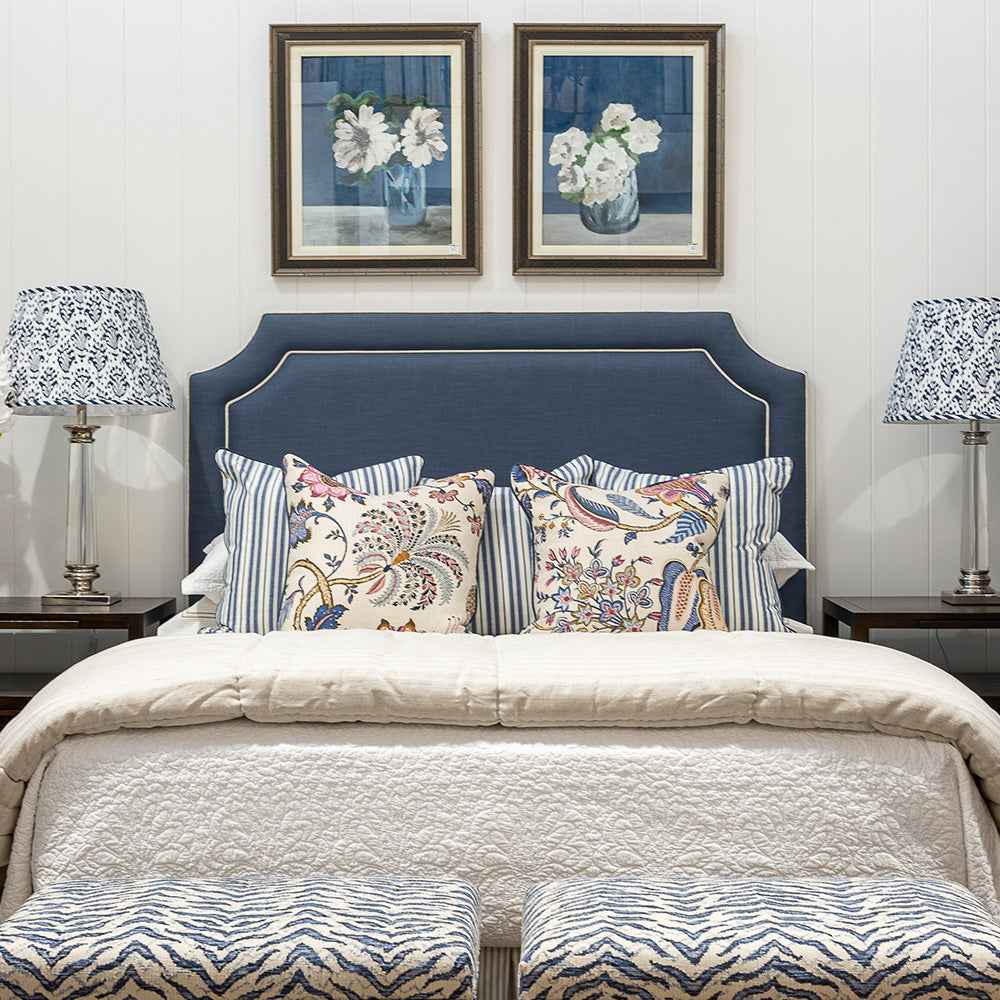 Darcy Bedhead - Coastal Blue With Piping Detail