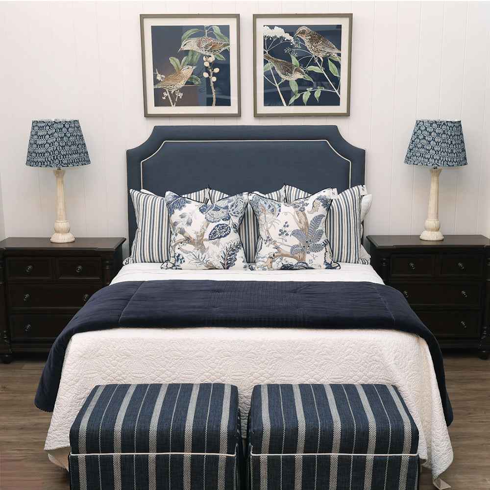 Darcy Bedhead - Coastal Blue With Piping Detail