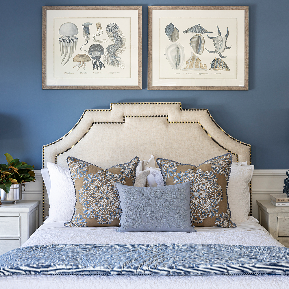 Dixon Bedhead - Oatmeal with stud detailing