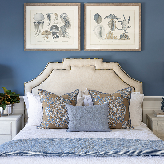 Dixon Bedhead - Oatmeal with stud detailing