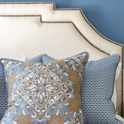 Dixon Bedhead - Oatmeal with stud detailing