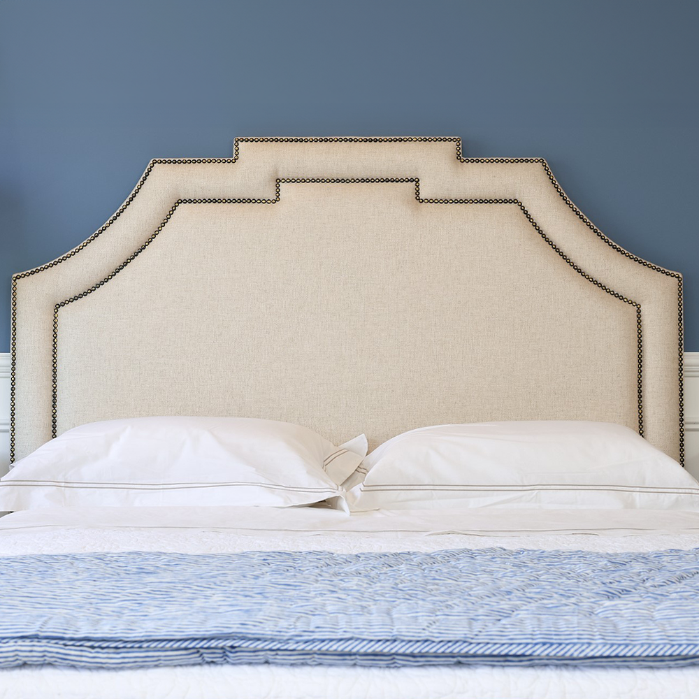 Dixon Bedhead - Oatmeal with stud detailing
