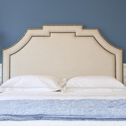 Dixon Bedhead - Oatmeal with stud detailing