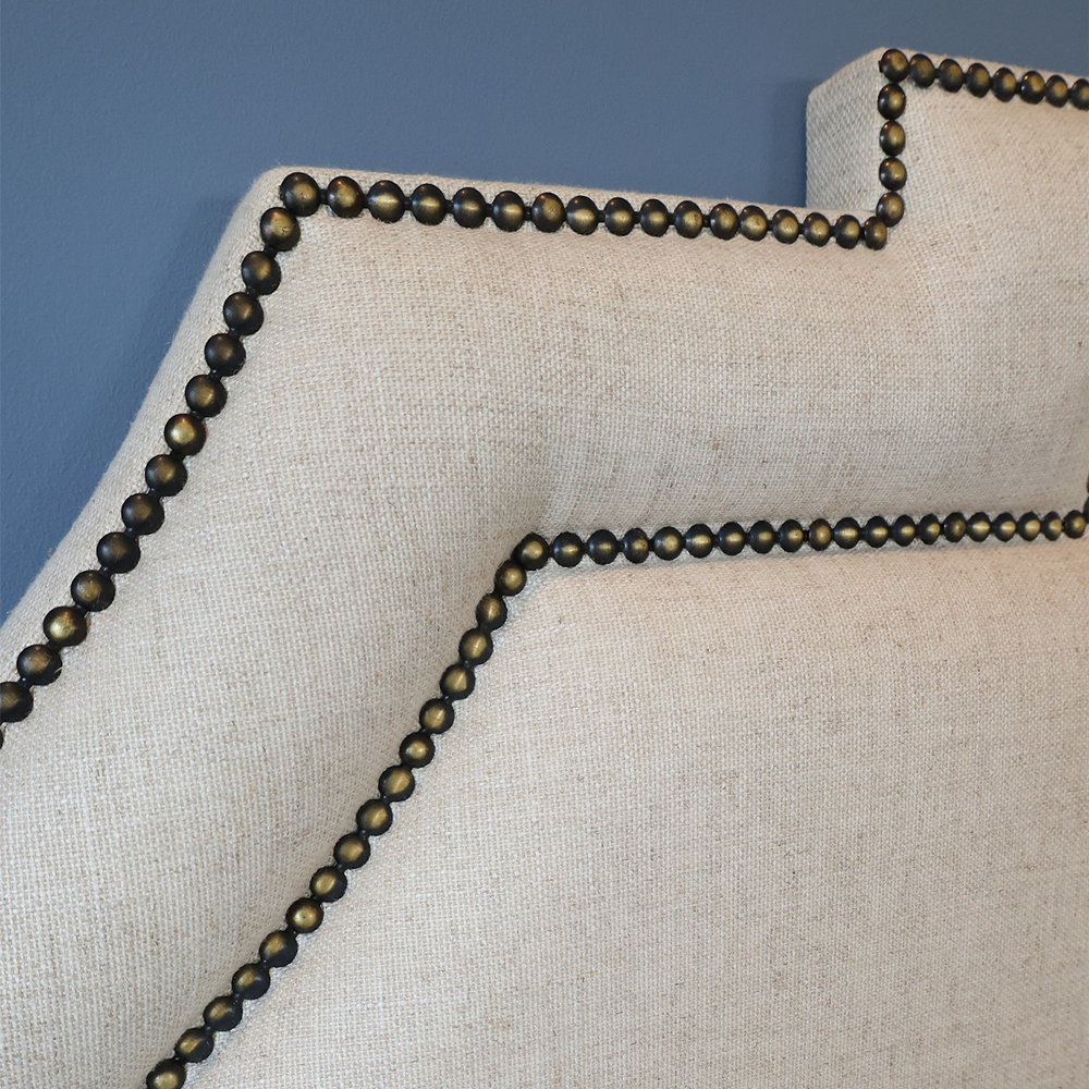 Dixon Bedhead - Oatmeal with stud detailing