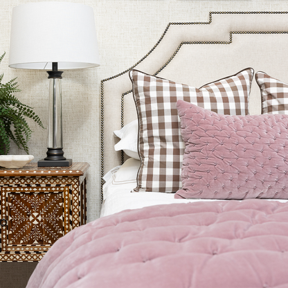 Dixon Bedhead - Oatmeal with stud detailing